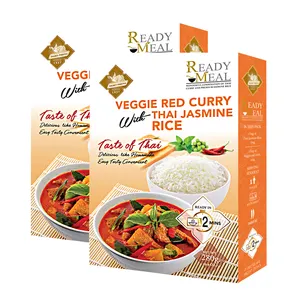Veggie Red Curry with Thai Jasmine Rice 280g - Instant Food Ready to Eat Meal with Medium Spicy Microwave Ready Food