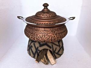 Plat de service en cuivre pour restaurant, plat chauffant indien avec chula - Product Image 3