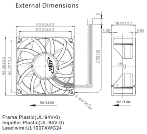 ADDA AD9238DS 92x92x38mm axial cooling fan - Product Image 2