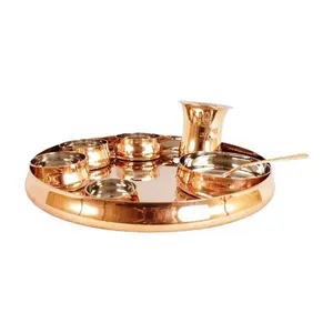 Copper Dinner Set At Discount Price Best Quality Curved Design Dinner Set Manufacturers And Exporters From India-8 Pieces