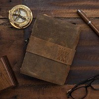 Carnet de voyage en cuir fait main, style vintage, avec bords festonnés, reliure spirale, couverture rigide, Grimoire de sorcière, 240 pages