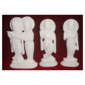 หินอ่อนสีขาวบริสุทธิ์คู่ Radha กฤษณะยืนรูปปั้นสำหรับบ้าน - Product Image 1