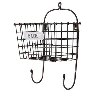 Cesta de pared de hierro hecha a mano de alta calidad, diseñador de Color negro, cestas de almacenamiento al por mayor recubiertas de negro indio - Product Image 2