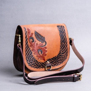 LW Women's Genuine Leather Bohemian Sling Bag Multi-Function Fashion Clutch <b>Handbag</b> with Embroidery & Chains Decoration Winter - Product Image 1