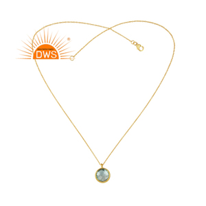 925สร้อยคอจี้พลอยโทแพซสีฟ้าธรรมชาติเงินสเตอร์ลิงสำหรับผู้หญิงผู้ผลิตเครื่องประดับ - Product Image 1