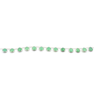 Chrysoprase Chalcedony 11 To 13 MM Heart Shape <b>Silver</b> Bezel <b>Silver</b> Plated Top Side Drilled 13 <b>Beads</b> Strand - Product Image 2