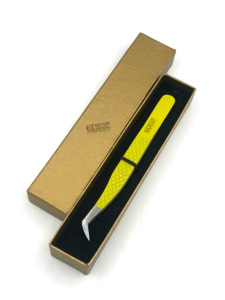 แหนบต่อขนตาทำจากสเตนเลสสตีลเคลือบแป้งสีเหลืองเครื่องมือความงามหัวเงินออกแบบโลโก้ได้ตามที่ต้องการ - Product Image 4