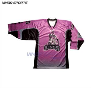 Camiseta de hockey sobre hielo con sublimación de poliéster 100% personalizada Unisex Diseño personalizado y bordado OEM Nombre del equipo 'Team' en blanco - Product Image 2