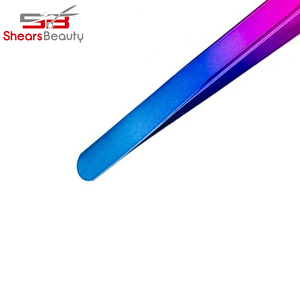 Pinzas de pestañas rectas curvas nuevas de etiqueta privada, herramienta de belleza antiestática de Color arcoíris para extensión de pestañas, Punta puntiaguda - Product Image 6