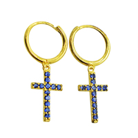 925 Sterling Silver Huggies Croix Boucles D'oreilles Bleu Saphir Gemme Or Rhodium Partie Porter Des Bijoux pour Les Mariages Direct