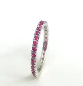 Anillo apilable de rubí Natural para mujer, joyería de Bangkok