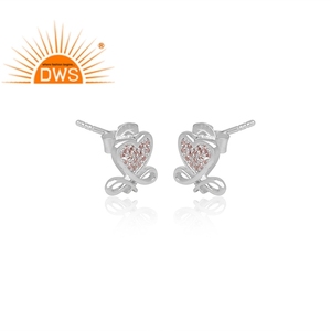 Pendientes de plata de ley con forma de corazón para mujer, Gema de CZ Natural, fabricante de joyería - Product Image 2