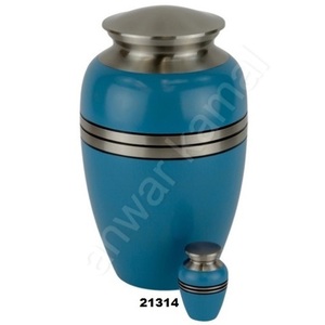 Urne en métal de style américain classique le plus populaire en étain classique bleu rouille pour cendres de crémation - Product Image 1
