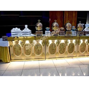 Mostrador de Comida de Madera con Acabado Dorado, Tamaño Personalizado, Ligero, para Catering, Buffet, Bodas y Eventos - Product Image 1