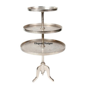 Soporte para Pastel de Metal de 2 Piezas, Ecológico, de Alta Calidad, Forma Redonda, Hecho a Mano, Diseño Decorativo, Niquelado - Product Image 3