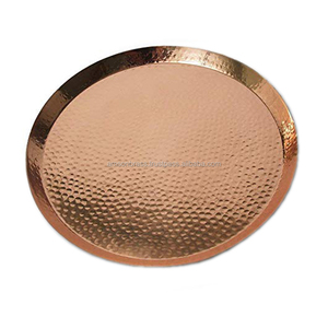 Bandeja de cobre de metal martillado de cobre brillante Hotel y restaurante Bandeja de servicio ecológica Bandejas artesanales con cobre - Product Image 1