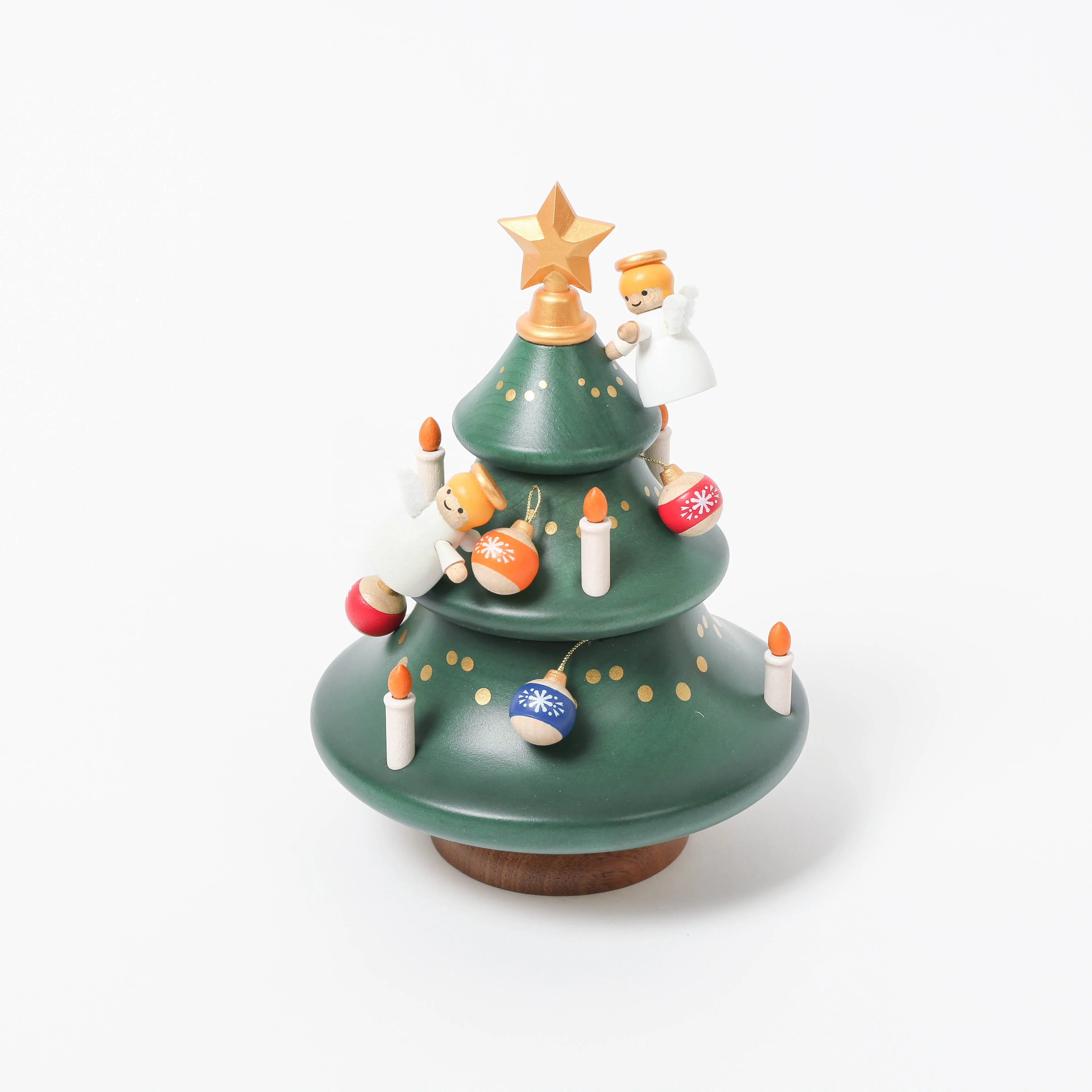 [X] Holiday Gift Wooden Music Box Christmas Tree [X]ngels vintage christmas