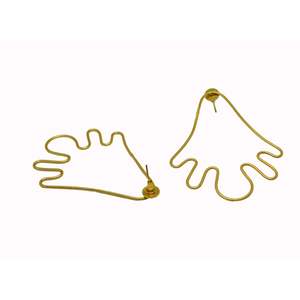 wholesale latest Trending handmade light <b>weight</b> goldplated matte finishing stud <b>hoop</b> Brass Earrings for girls and women - Product Image 2