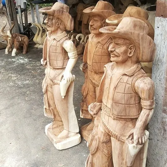 Indiano esculpir madeira esculpir cowboy