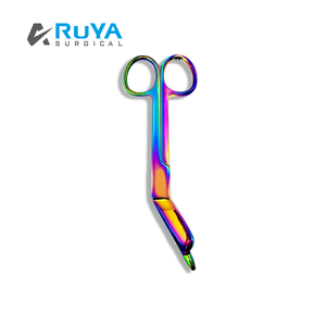 Tijera de vendaje Lister Sharp de acero inoxidable, caja de cartón con certificado CE, Multicolor, Multicolor, Color arcoíris, 5,5 pulgadas, Manual PK - Product Image 1