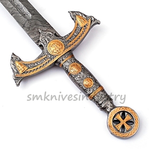 Epée de damas en acier inoxydable, belle épée à Double bord, bataille épée de chasse, prête à fourreau pour collectionneurs de l'étoile de l'ordinateur - Product Image 5