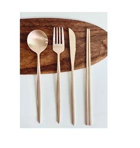 Brass Spoon Cutlery Flatware Set Dishwasher Safe Brass Flatware Rose Gold Cutlery Copper Spoon Fork <b>Knife</b> for Low Price - Product Image 1