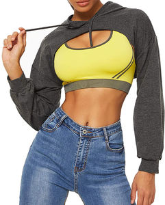 100% coton de Haute Qualité Pull Dames Recadrée Hoodie Sweat Gym Workout Exécution de - Product Image 6