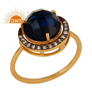 แหวนพลอยคอรันดัมสีฟ้าเพทายแหวนทอง18K ดีไซน์เนอร์925ค็อกเทลสีเงินคอลเลกชันคลาสสิก - Product Image 1