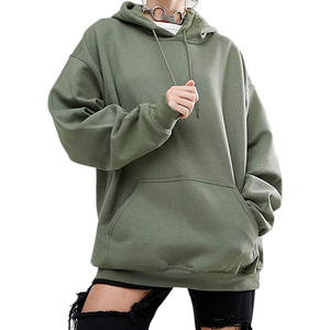 เสื้อสวมหัวมีฮู้ดสำหรับผู้หญิง,เสื้อฮู้ดทรงหลวมผ้าฟรีซสีพื้น - Product Image 1