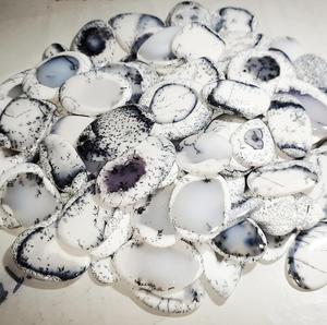 Lot de cabochons en opale turque à motif dendritique, 1 kg, pierres naturelles en vrac, blanc et noir, 5 mm-30 mm, pour la création de bijoux - Product Image 2