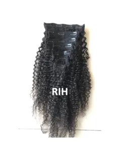 Indian Raw Virgin Mongolian 200 Grams 16" Inch Deep Curly Clip Ins Human Hair Extension From India Natural Hair Vendor Extension