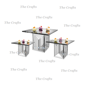 Ensemble de trois supports à gâteaux en métal et en verre écologiques de différentes tailles avec une qualité supérieure - Product Image 4