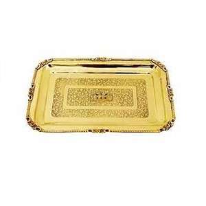 Bandeja de latón con estilo de gran oferta, plato de forma ovalada de oro hecho a mano con asa, bandejas de servicio rentables - Product Image 4