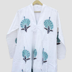 Robe d'été en coton imprimé bloc à la main pour femmes robe longue en coton indien taille naturelle tissée robe décontractée numérique - Product Image 4