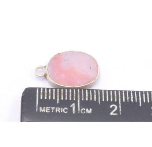 Pink Opal Oval Shape Silver Bezel <b>Bail</b> <b>Pendant</b> 14 To 16 MM With Gold Plated <b>Pendant</b> For Jewellery Making - Product Image 3