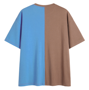 Custom T Shirt with Crew Neck Half Sleeve Color Block Two Tone t Shirt Split t Shirts with Embroidered logo - Product Image 5