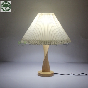 Modern Wooden <b>Table</b> Lamp With Pleated Shade Handmade Decor N Utility Craft Home Decoration - Product Image 2