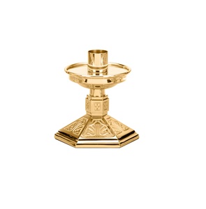 Portavelas de latón con grabado completo, suministros de Iglesia, Brassworld, India - Product Image 1