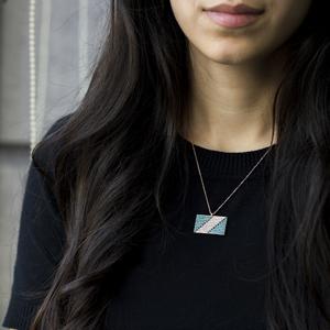 Colgante de Plata de Ley 925 con forma de rectángulo turquesa, joyería hecha a mano - Product Image 3