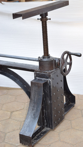 Base de table de banquet, café, restaurant, club, bar, salle à manger, en métal riveté, style industriel antique américain, avec manivelle manuelle réglable - Product Image 4