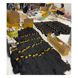 Extensions en vrac Remy humains droites noires de haute qualité cheveux crus alignés sur les cuticules - Product Image 1