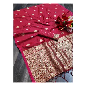 Beautiful Cotton Silk Made Banarasi Silk Weaving With Pure Gold Zari Buy From Lead Supplier