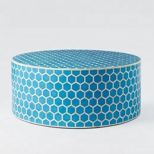 Table basse hexagonale en os incrusté de chevron, style moderne et luxueux, best-seller, meubles de salon, artisanat de qualité indienne - Product Image 5