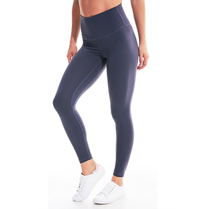 Mallas de entrenamiento de cintura alta para mujer, pantalones de Yoga con logotipo personalizado, sensación desnuda de nailon, venta al por mayor - Product Image 4