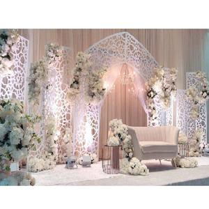Marcos de escenario de recepción de boda contemporáneos modernos, elegante escenario de boda con tema blanco, Marcos FRP, paneles de escenario de boda perfectos - Product Image 1