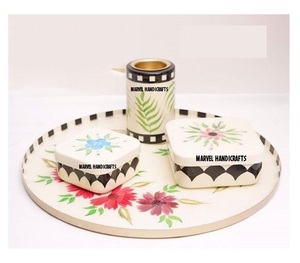 RESIN CRAFTS SERVING TRAY MUBHKAR BAKHOOR WOOD CRAFT OUD BOX RAMADAN 2022 EID DECOR <b>GIFT</b> WEDDING DECORATION INCENSE BURNER - Product Image 1