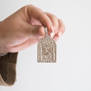 Colgante musulmán elegante para mujer, de Plata de Ley 925, rodanzante, inserto con anillos de Letras árabes, joyería - Product Image 2