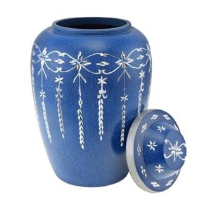 Urnas de cremación clásicas de Metal para cenizas, urnas de cenizas de Diamante Azul, recuerdo conmemorativo de tamaño personalizado - Product Image 1