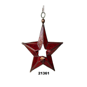 Metal <b>Lantern</b> for Candle Holder <b>Tealight</b> with Glass for Tabletop & Hanging Star Shape Glass & Brass <b>Tealight</b> Votive Holder - Product Image 1