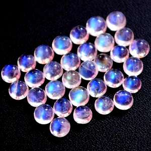 Cabochon de pierre de lune de forme ronde bleu-feu naturel pierres précieuses en vrac polies de haute qualité pour la fabrication de bijoux - Product Image 1